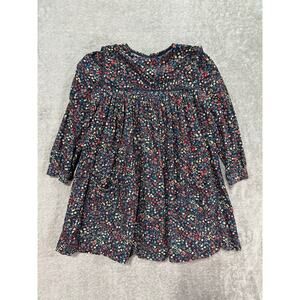 Analogie by Lil Legs Luxe Navy Floral‎ Corduroy Dress Girls Size 6 Sailor Collar